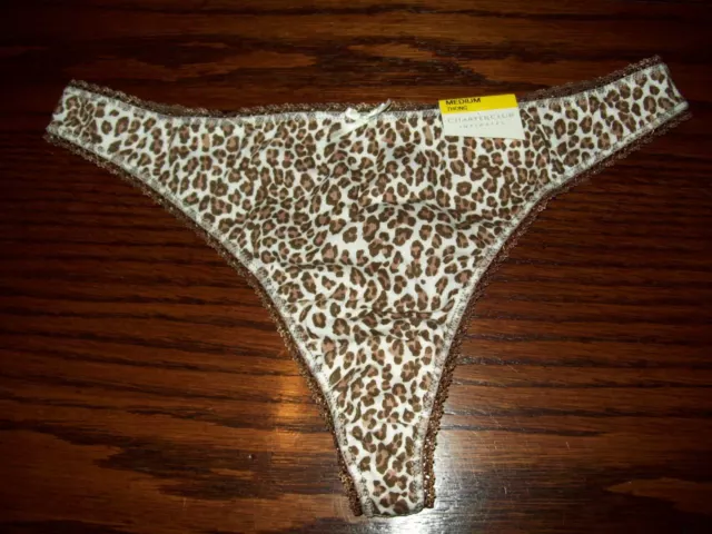 Nwt Charter Club 100% Cotton Thong Panties Natural Leopard