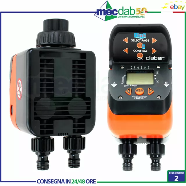 Programmatore Irrigazione Da Giardino a 2 Vie Claber Duplo Evolution 8410