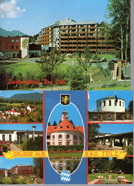 2 AK's : Bad Tölz : Buchbergklinik und Stadtansichten