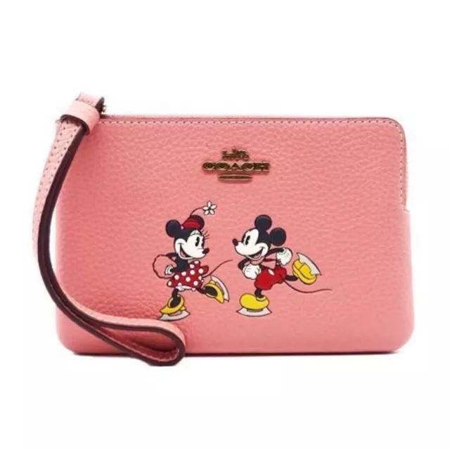 Coach x Disney Mickey & Minnie sac portefeuille zippé en cuir rose pour...