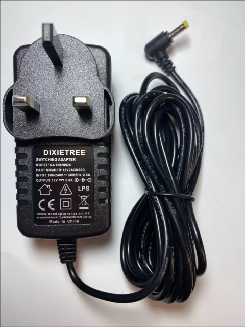 UK 12V 1.5A AC Adapter Charger For Bush 12" CDVD12SW Portable DVD Player