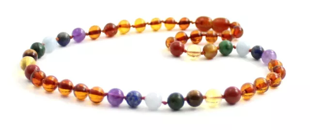 Baltic Amber Chakra Necklace Gemstone Jewelry For Women Men Beaded