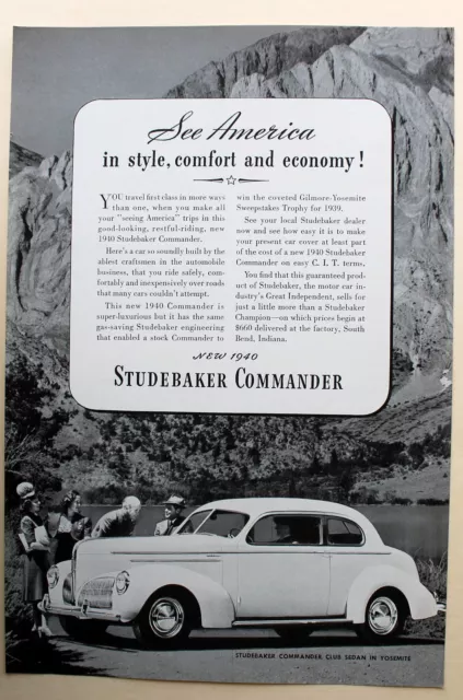 Studebaker Commander  Magazine Print Ad 1940 vintage