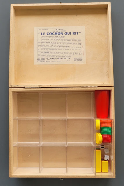 RARE ancien coffret jeu L'âne Têtu bois ROMAT France figurines style cochon rit