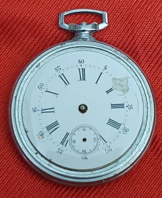 Seltene Nickelchromé Cylindre Taschenuhr ! Vintage RAR