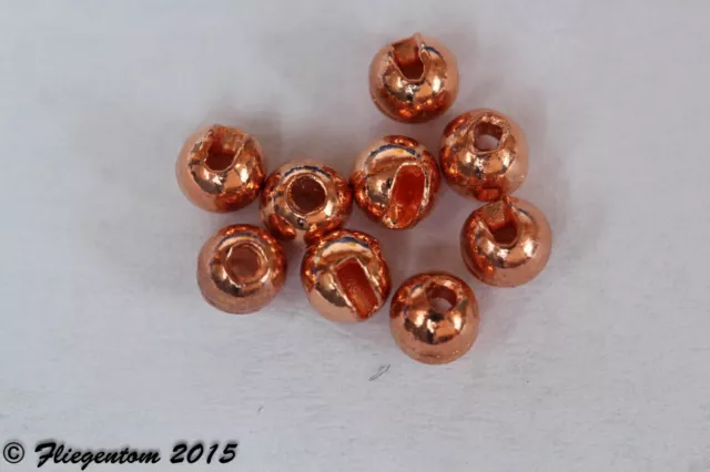 Fliegentom - Tungsten Beads copper, slitted  20 pcs