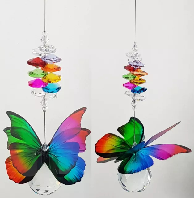 Rainbow Butterfly Crystal Suncatcher gift, hanging sun catcher suncatchers prism