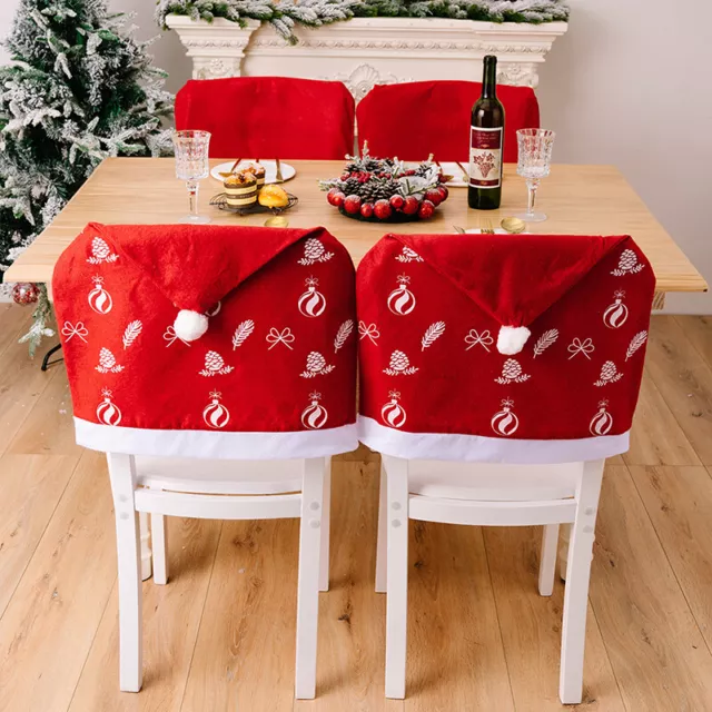 Red Christmas Hat Chair Back Cover Xmas Chair Decoration Covers Home Decoration