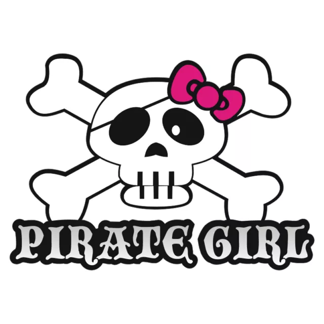 Sticker plastifié PIRATE GIRL - Motarde - 11cm x 8,5cm