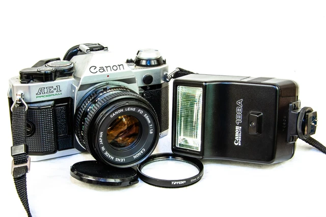 CANON AE-1 PROGRAM FILM TESTED Camera w/50mm f/1.8 FD Lens WORKS