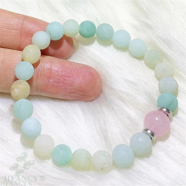 8mm Amazonite Rose Quartz Beads Mala Bracelet Tibetan Religious Bangle Chakra