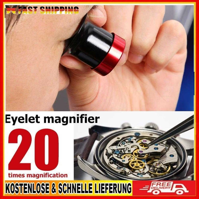 20X Watch Repair Eye Wear Loupe Jewelry Glass Magnifier Magnifying Len Tool Kit