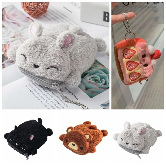 lapin chat Porte-monnaie Gâteau aux fraises de dessin animé Animal en peluche