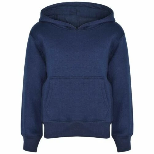 Bambine Ragazzi Felpa Top Tinta Unita Navy con Cappuccio Maglioncini Anni 2-13
