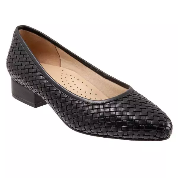Women's Leather Woven Upper Traditional Classic Heel Shoes