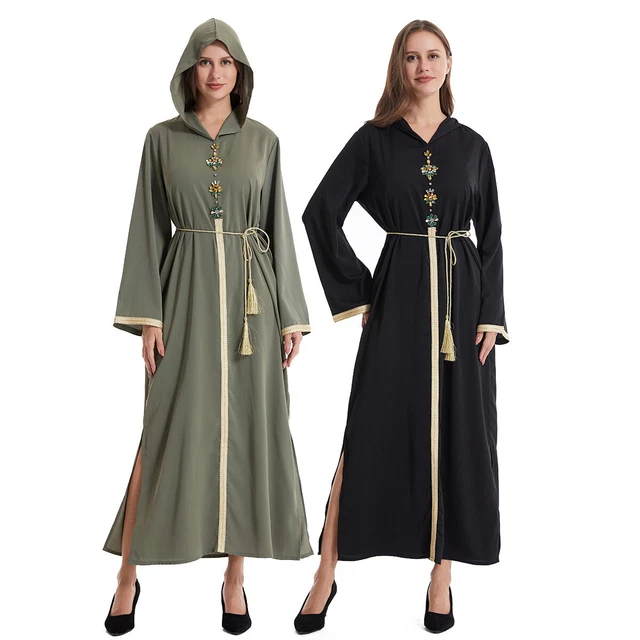 Hooded Muslim Party Abaya Moroccan Long Dress Turkey Islamic Casual Kaftan Robe