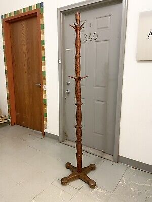 Antique American Victorian Hand Crafted Speckled Folk Art Hall Tree Hat Rack