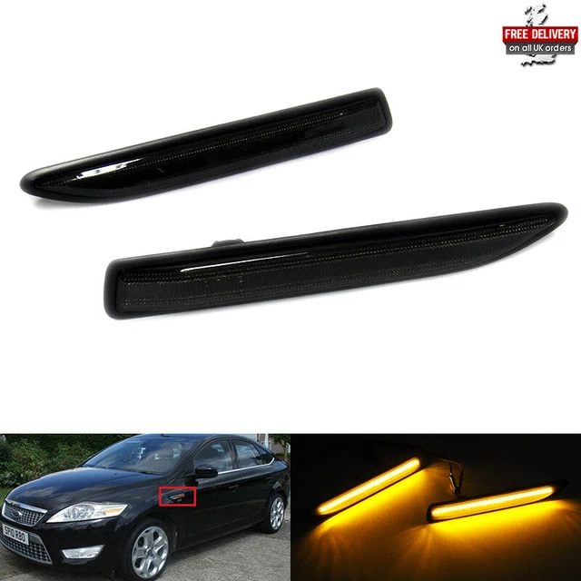 2x Indicatore Laterale Nero Luce Ripetitore LED per 07-10 Ford Mondeo MK4 BA7 Pre LCI