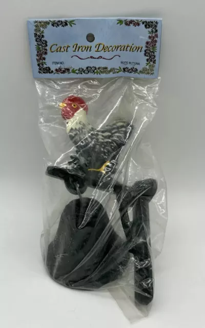 Vintage 6” Painted Cast Iron Rooster Dinner Bell Wall / Door Mount - New