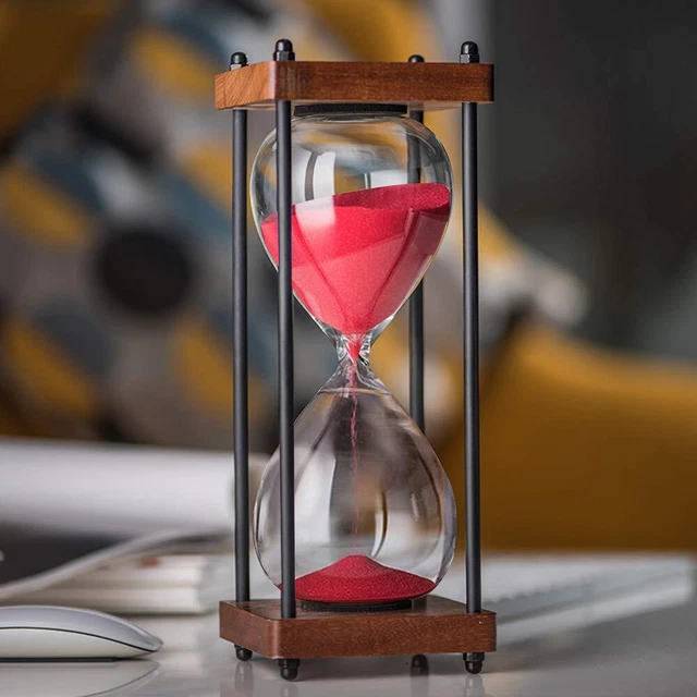 Large Hourglass Timer 60 Minute Decorative Wooden Sandglass Red