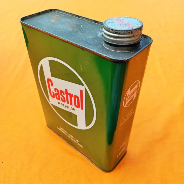 Tanica Lattina Olio CASTROL Motor Oil 2L latta piena - automobilia anni '80