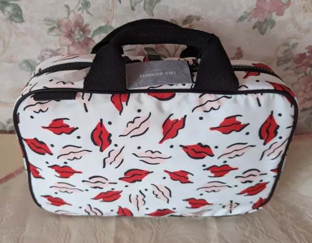 Lulu Guinness  Genuine Hand painted Lip Print Travel Toiletries Bag - Chalk BNWT