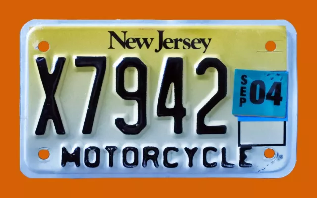 2004 New Jersey Motorcycle Cycle License Plate " X 7942 " Nj  Goldfinch Reflect