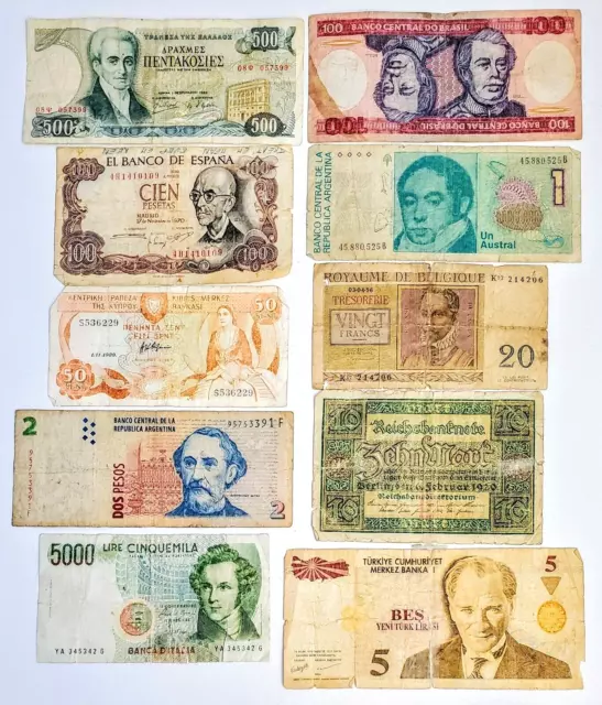 Fascinating Collection Of Turkish Lot Of 7 Mixed Circulated Banknotes Rare!!