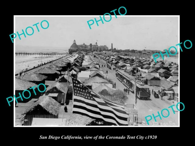 OLD LARGE HISTORIC PHOTO OF SAN DIEGO CALIFORNIA THE CORONADO TENT CITY c1920