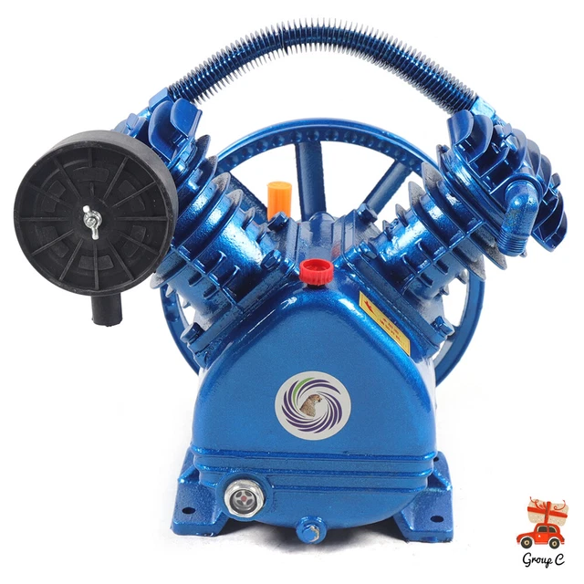 V Style 2 Cylinder Air Compressor Pump Motor 175psi Double Stage Head Air Tool