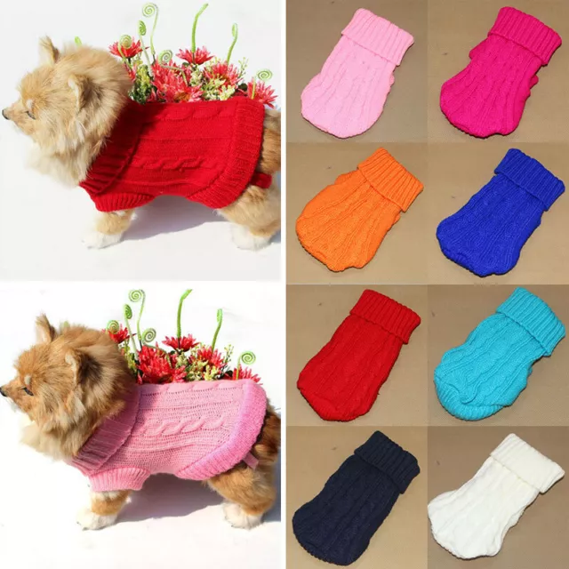 Mascota Perro Gato Caliente Ropa Abrigo Tejido Suéter Puro Color Chaleco Traje "