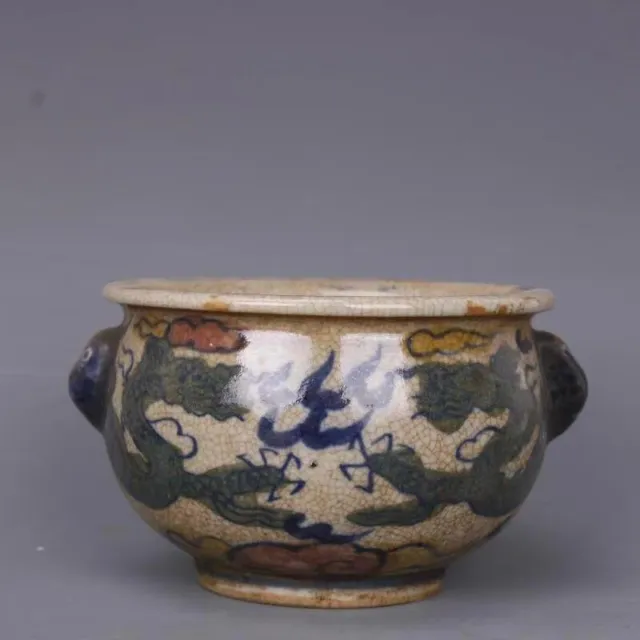 Old Chinese  blue and white porcelain Dragon pattern  pot Porcelain Jar