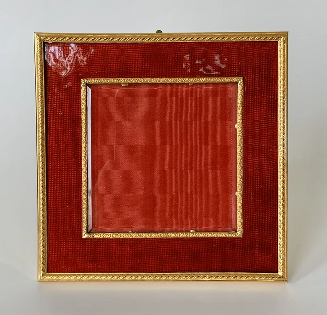 Beautiful Antique French Glass Enamel Gold Finish Picture Frame