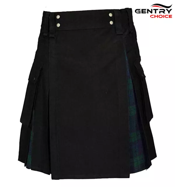 Mens Hybrid Utility Kilt Black Watch Scottish Kilt Traditional Tartan Best Kilts