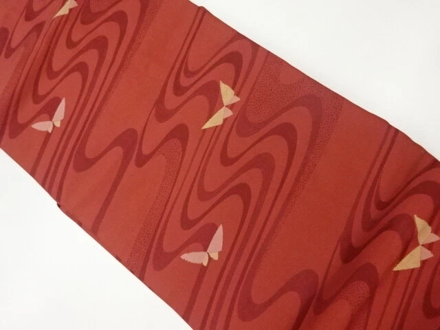 6566929: Japanese Kimono / Vintage Nagoya Obi / Woven Butterfly & Stream