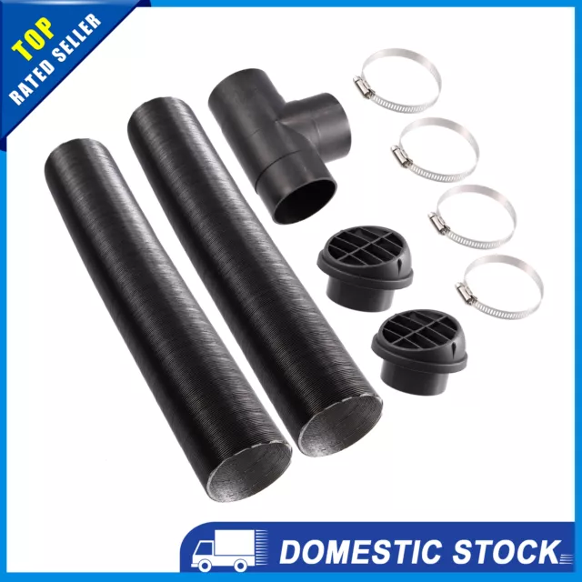 Universal Car Heater Duct Kit w Air Vent Outlet Hose Clips T Tube Set of 1