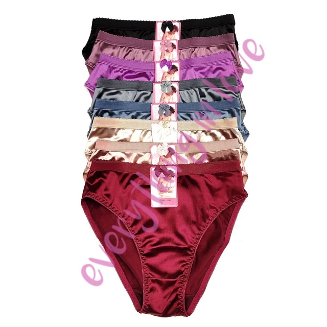 Lotto 12 Mutandine Bikini Donna Grace Intimates, Satin Setoso, Vita Alta, Taglie S-2XL, Assortite