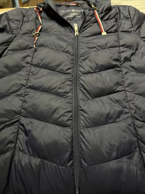 Tommy Hilfiger Women’s (S) Premium Down Puffer Jacket Packable Lightweight Navy