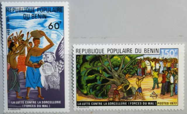 BENIN 1977 121-22 388-89 Campaign against Witchcraft Kampf gegen Hexenwahn MNH