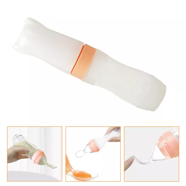 120ml Squeezing Feeding Cup Baby Food Dispensing Spoon Silicone Bottle and Spoon