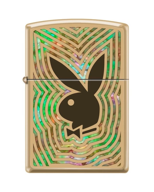 Playboy Fusion Burst Bunny Logo - High Polish Brass Zippo Lighter