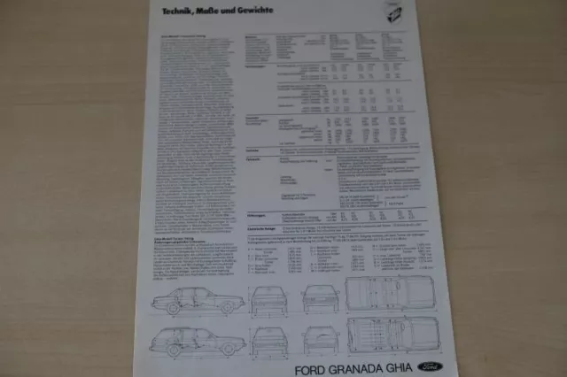 201880) Ford Granada Ghia - Technik, Maße und Gewichte - Prospekt 198?