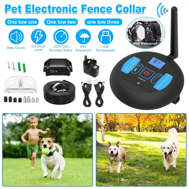 Wireless Electric Dog Fence Pet Containment System Shock Collar For 1/2/3Dogs