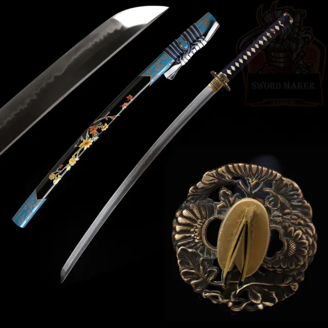 Full Tang Sword Choji Real Hamon Japanese Samurai Katana Clay Tempered L6 Steel