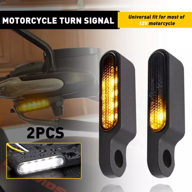 UNIVERSAL 12V Handlebar LED Turn Signals Blinker Running Light For Motorcycle US