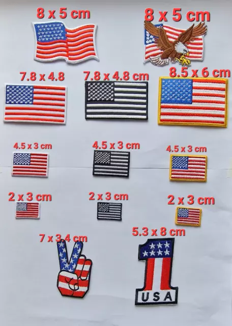 USA Flag Embroidered Iron / Sew On American Patch United States of America Badge