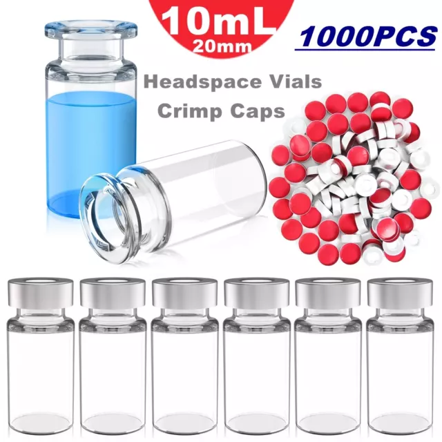 3000pcs 10ml Clear Glass Vials Crimp Caps Small Liquid Sample Bottle Leak-Proof