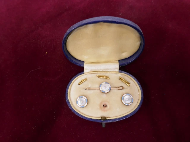 Boutons Et Broche Art Déco – Nacre Et émail – Orfèvre Arthur Vanlaar – 1918