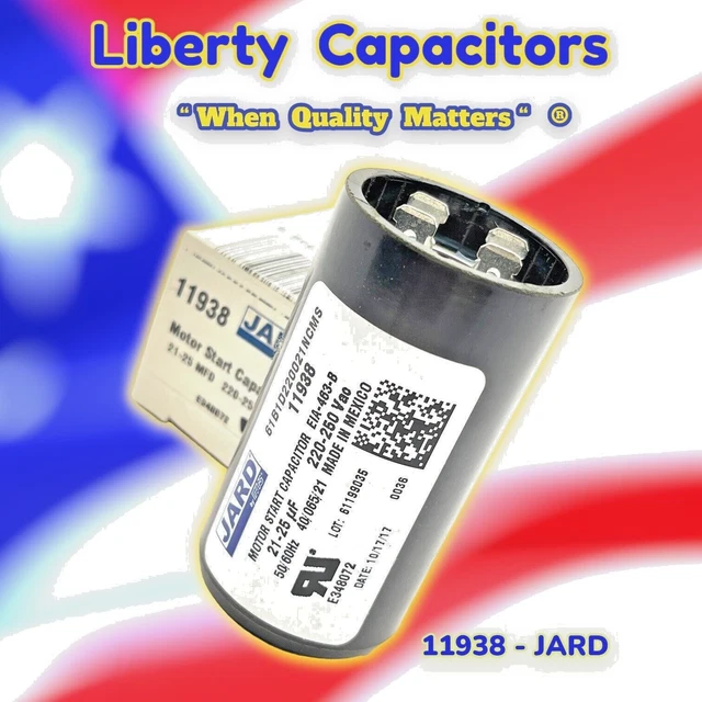 Jard 11938 Round Motor Start Capacitor 21-25 MFD 220-250 VAC By Liberty Caps