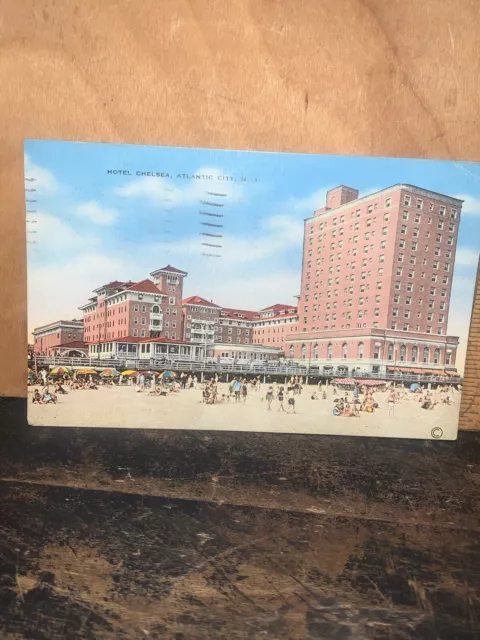 1939 Hotel Chelsea Atlantic City NEW JERSEY Vintage Postcard, Sun Bathers.